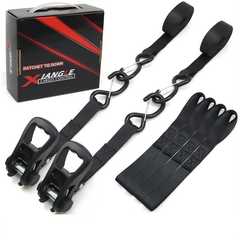 🔥 1"x10' Ratchet Straps 400LB/1200LB | 2-Pack⚡【Truck & Camp Pro】Auto-Lock Tie Downs for Motorcycles/Cargo/Lumber - 2秒锁死⚡No-Slip Teeth Design