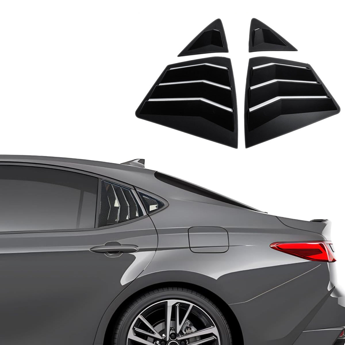 🔥🚗 Window Louvers for Toyota Camry 9th Gen 2025-2026 | Racing Style⚡ABS Sport Trim⚡【4PCS Full Kit】Front/Side Air Vent Scoop Covers - Sleek Exterior Upgrade (No-Drill 5Min Install)