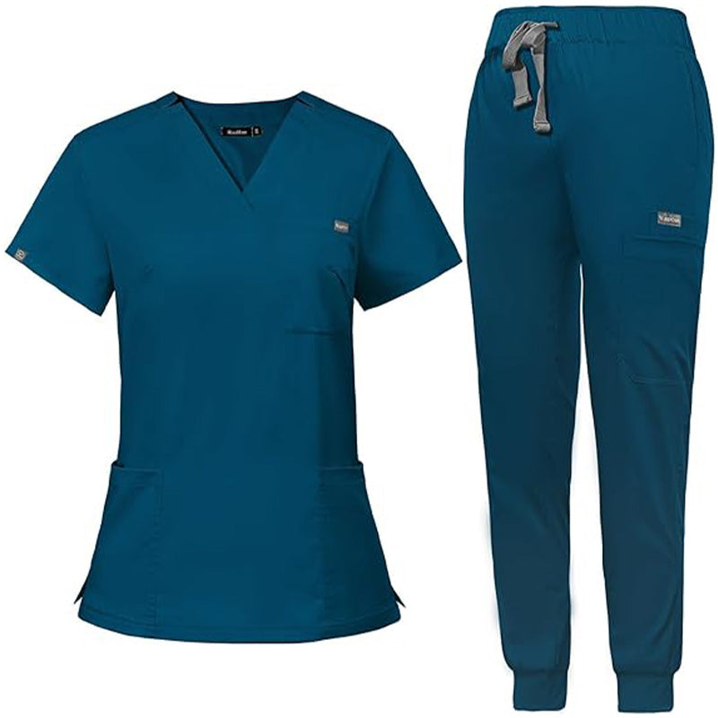 💊 3-Piece Medical Scrub Set with V-Neck Top & Yoga Joggers | 8hr ComfortFlex⚡【Nurse Pro Essentials】Anti-Wrinkle & Moisture-Wicking Uniform for Hospital/Clinic Shifts