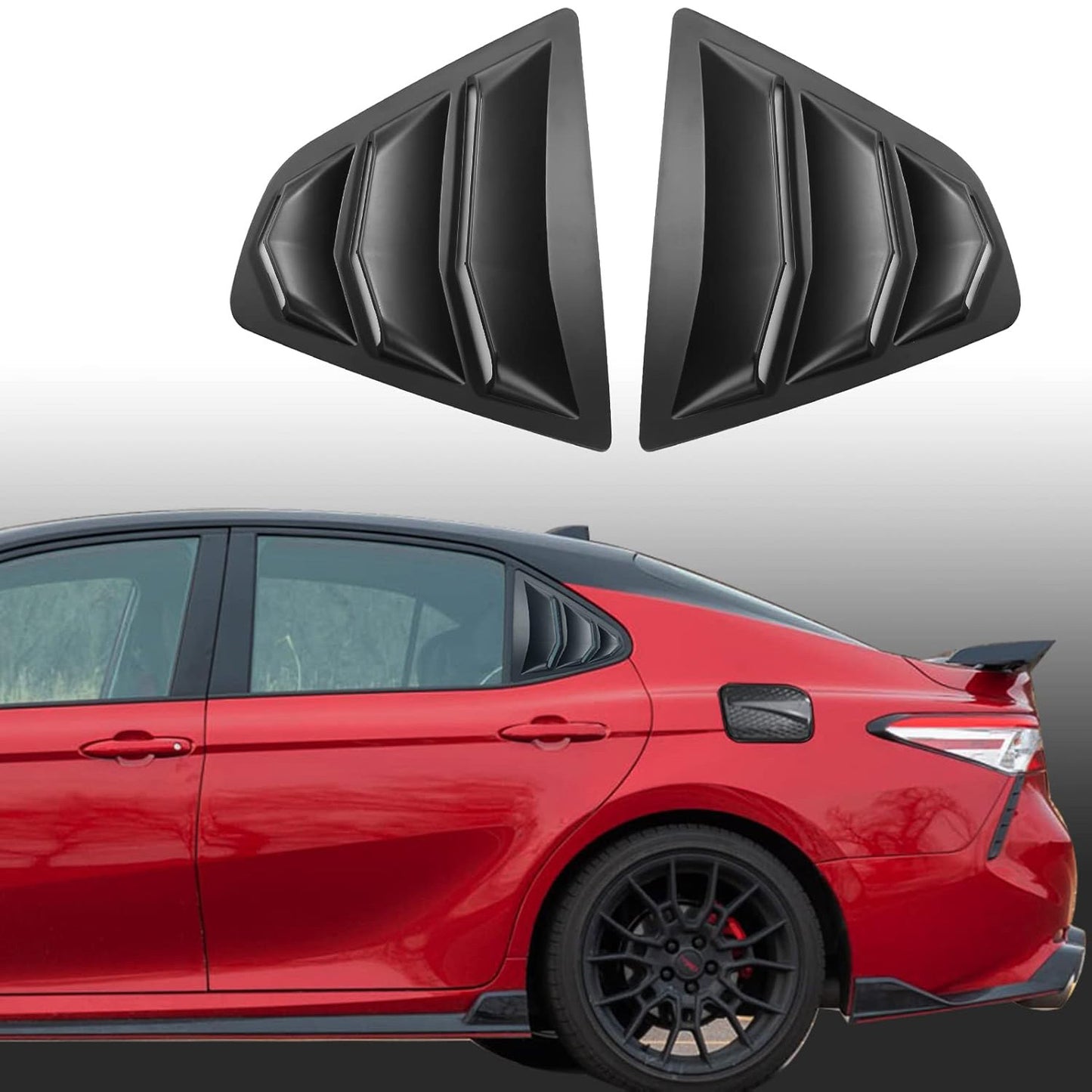 🔥🚗 Rear Window Louvers for Toyota Camry 2018-2024 | 2PC Sporty Set⚡ABS Air Vent Covers⚡【Side Scoop Kit】Exterior Trim Blinds & Shades - No-Drill 5-Min Install