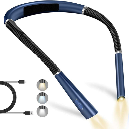💡Smart Book Light Beast🔥 3-Color Mood Magic✨ 80Hr Bendable Neck⚡ Camping/Bed/Repair Master🌙 Perfect Gift for Book Lovers | TikTok's #1 Reading Hack (Blue)