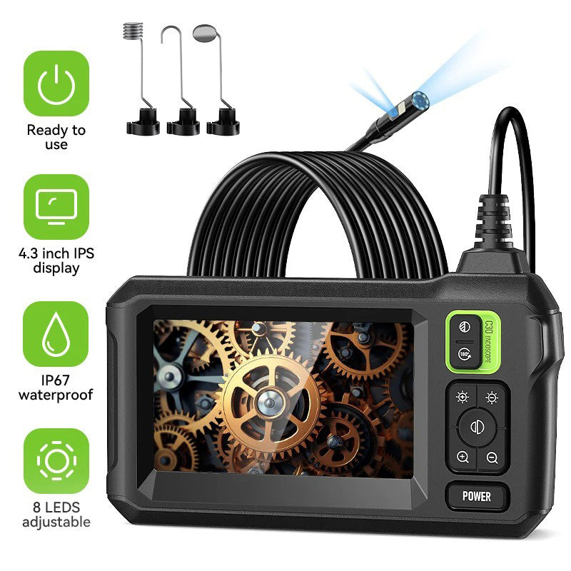 🔦 4.3" HD Endoscope Camera with 8X Brighter LEDs | 1920P Snake Cam⚡16.4ft FlexiSteel Cable🌟【Pipe Pro Kit】IP67 Waterproof Inspection Tool for Sewer/Pipes/Car Repair