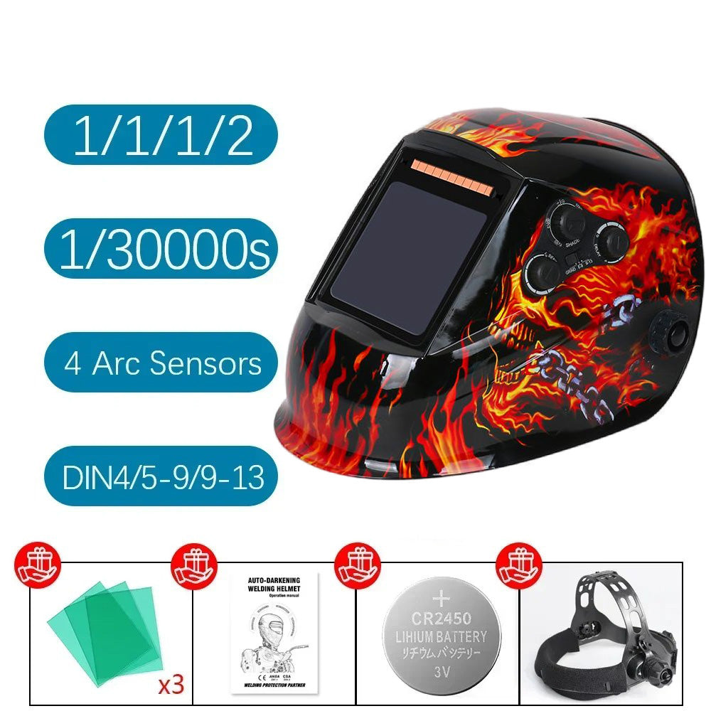 🔥 Auto Darkening Welding Helmet with 100x97mm XL View | 0.04s Reaction⚡4 Sensor True Color🌟【Pro Welder Edition】DIN4-13 Optical for Metal/Car Repair - 360° Comfort Headgear