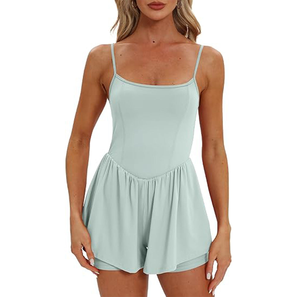 🌴Summer Breeze Essential! Double-Lined Short Romper✨ Adjustable Spaghetti Strap💃 No-Slip Sleeveless Jumpsuit | TikTok’s Hotlist