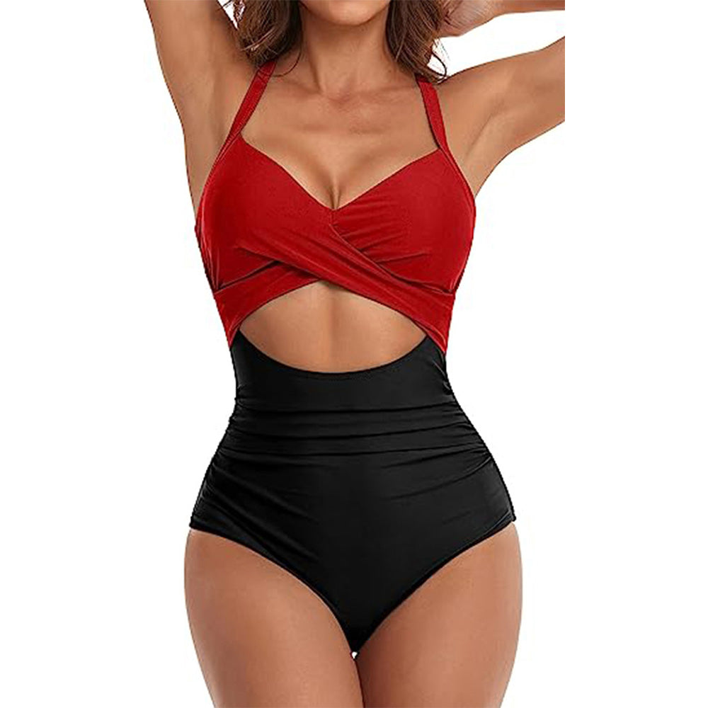 🔥Bombshell Beach Alert! Tummy Control Swimsuit w/ Sexy Cutouts✨ High Waisted One Piece💦 Wrap Tie Back | TikTok’s Obsession