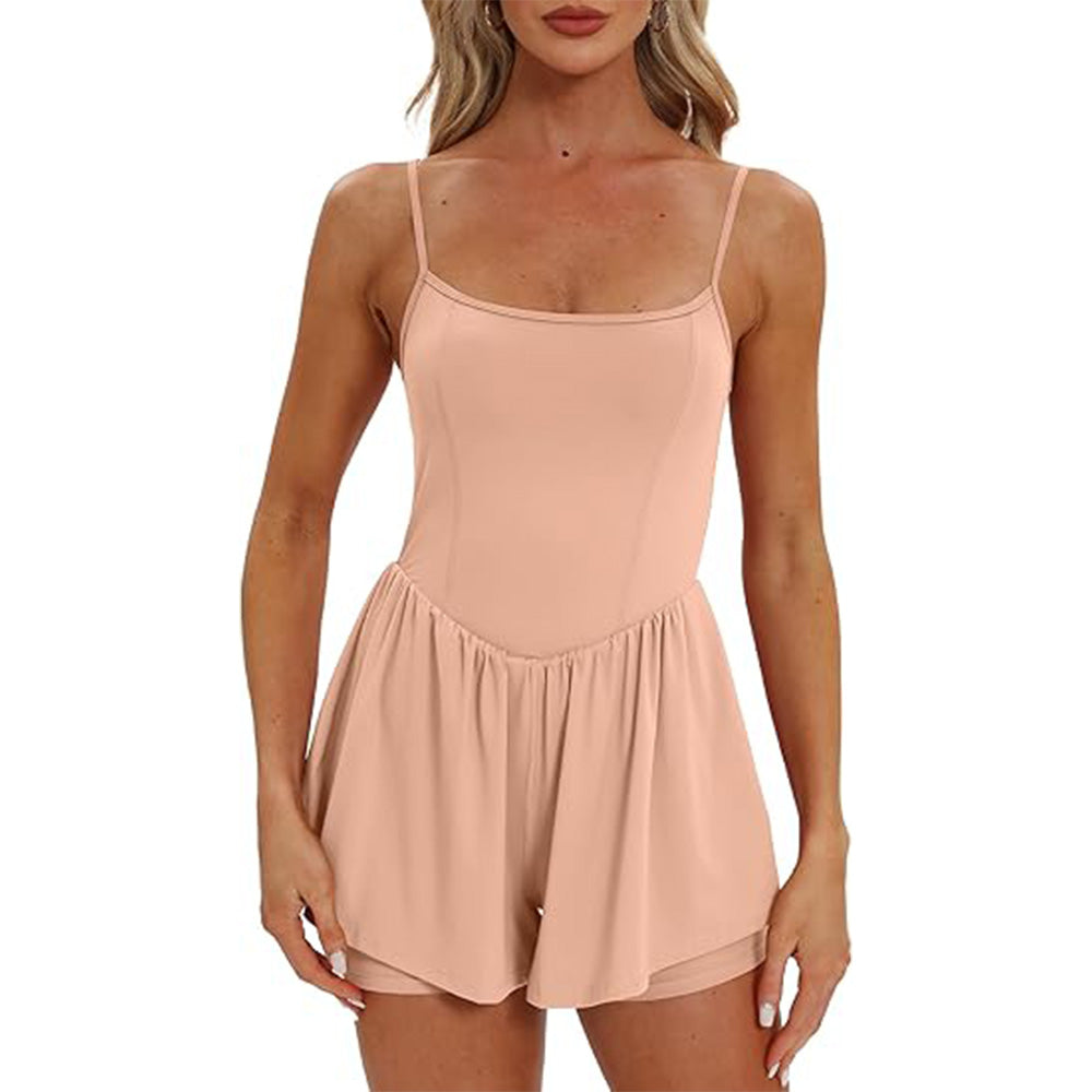 🌴Summer Breeze Essential! Double-Lined Short Romper✨ Adjustable Spaghetti Strap💃 No-Slip Sleeveless Jumpsuit | TikTok’s Hotlist