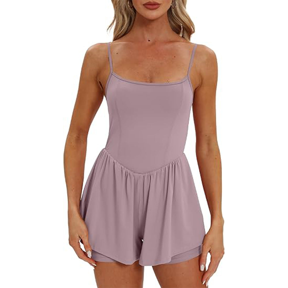 🌴Summer Breeze Essential! Double-Lined Short Romper✨ Adjustable Spaghetti Strap💃 No-Slip Sleeveless Jumpsuit | TikTok’s Hotlist