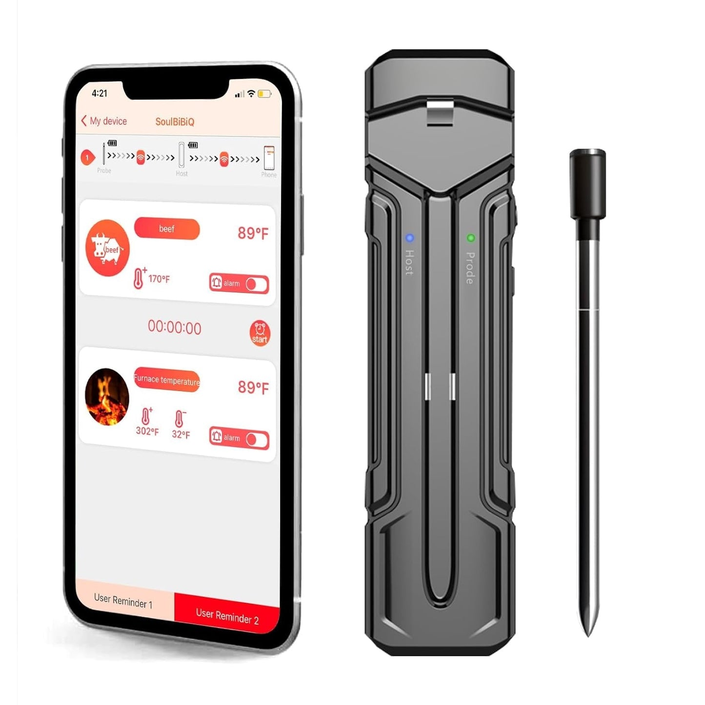 🔥Smart Grill Master Kit💥 262FT Bluetooth Range✨ 2-in-1 Probe Tech🌪️ APP Alerts for Perfect Steaks | TikTok's #1 BBQ Tool