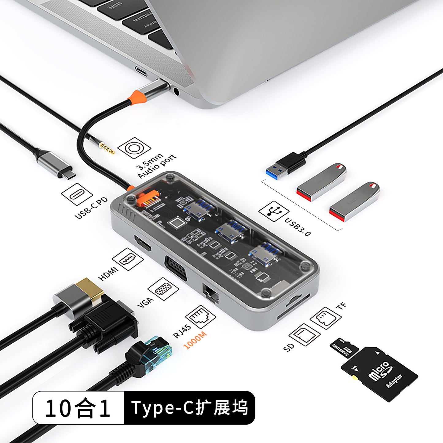 10-in-1 USB-C Docking Station ✨ Dual 4K HDMI + VGA 💥 1000M Ethernet & 100W PD Charging 🌟 3 USB 3.0/SD/TF/3.5mm Audio 🌐 MacBook/Dell/HP/Lenovo/Surface 🔥 #WFHEssentials #TechHack