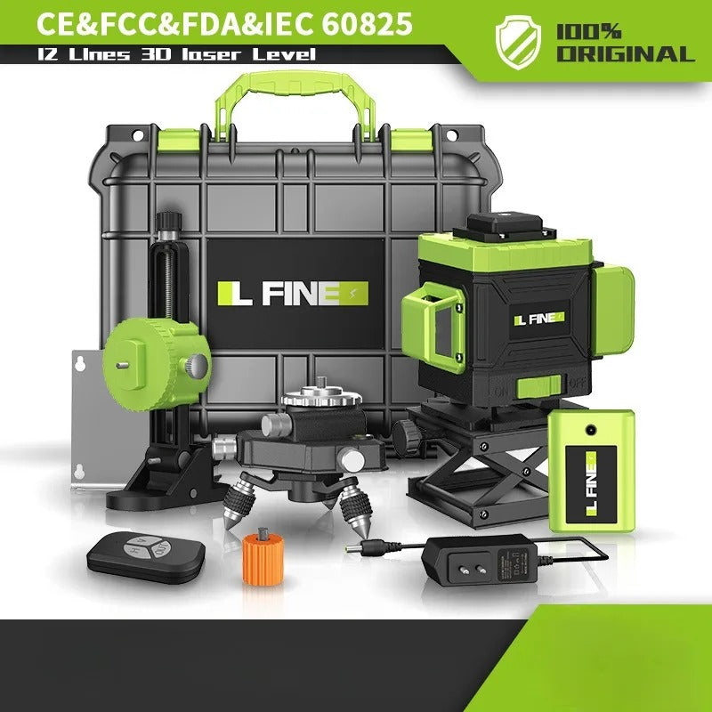 🌟 8/12/16 Line Laser Level with 360° Auto-Leveling | 4s Precision⚡Horizontal/Vertical Cross【Home & Construction Essential】LFINE Nivel Laser Tool for Wall Tiling & Framing
