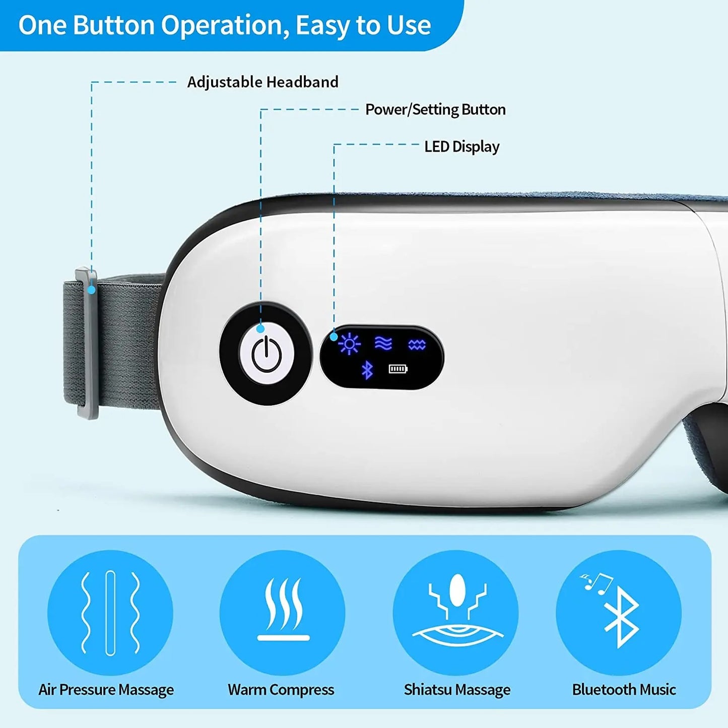 💤6D Smart Eye Spa Mask🔥 Airbag Pressure + Heated Vibration🌙 Bluetooth Music Sleep Aid✨ Foldable & Travel-Friendly | TikTok's #1 Eye Relief Essential