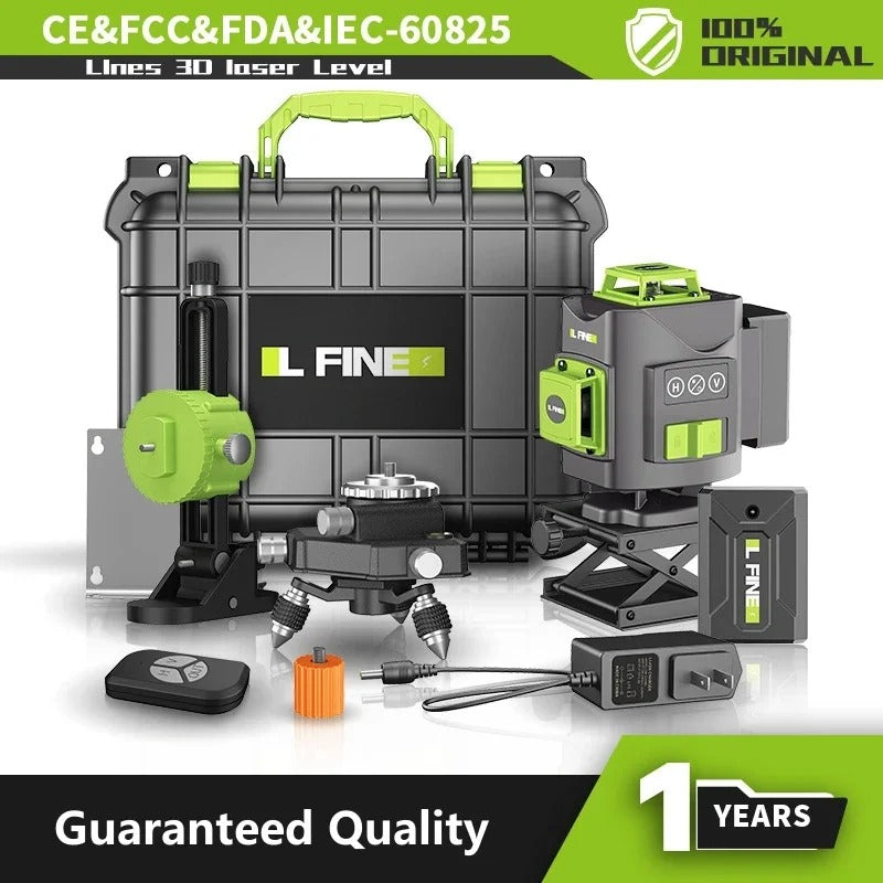 🔥 3D/4D Laser Level with 12/16 Lines | 360° Auto-Leveling⚡400% Brighter Beam🌟【Woodworking Pro Kit】Super Powerful Horizontal/Vertical Cross Laser for Tile & Framing