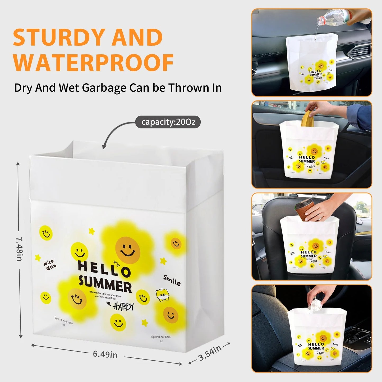 🚗 Self-Stick Car Trash Bags 60/100/200pcs | Biodegradable⚡Instant-Adhesive【Multi-Surface Magic】Auto/Office/Kitchen Rubbish Holder - Compact & Odor-Free Car Garbage Storage