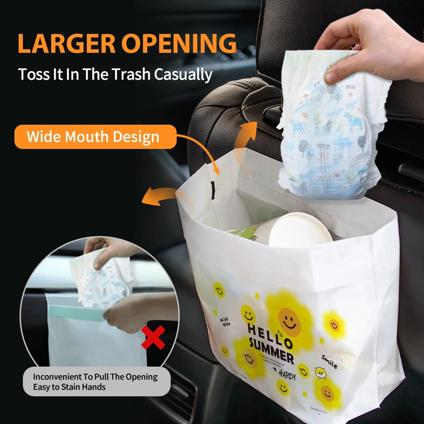 🚗 Self-Stick Car Trash Bags 60/100/200pcs | Biodegradable⚡Instant-Adhesive【Multi-Surface Magic】Auto/Office/Kitchen Rubbish Holder - Compact & Odor-Free Car Garbage Storage