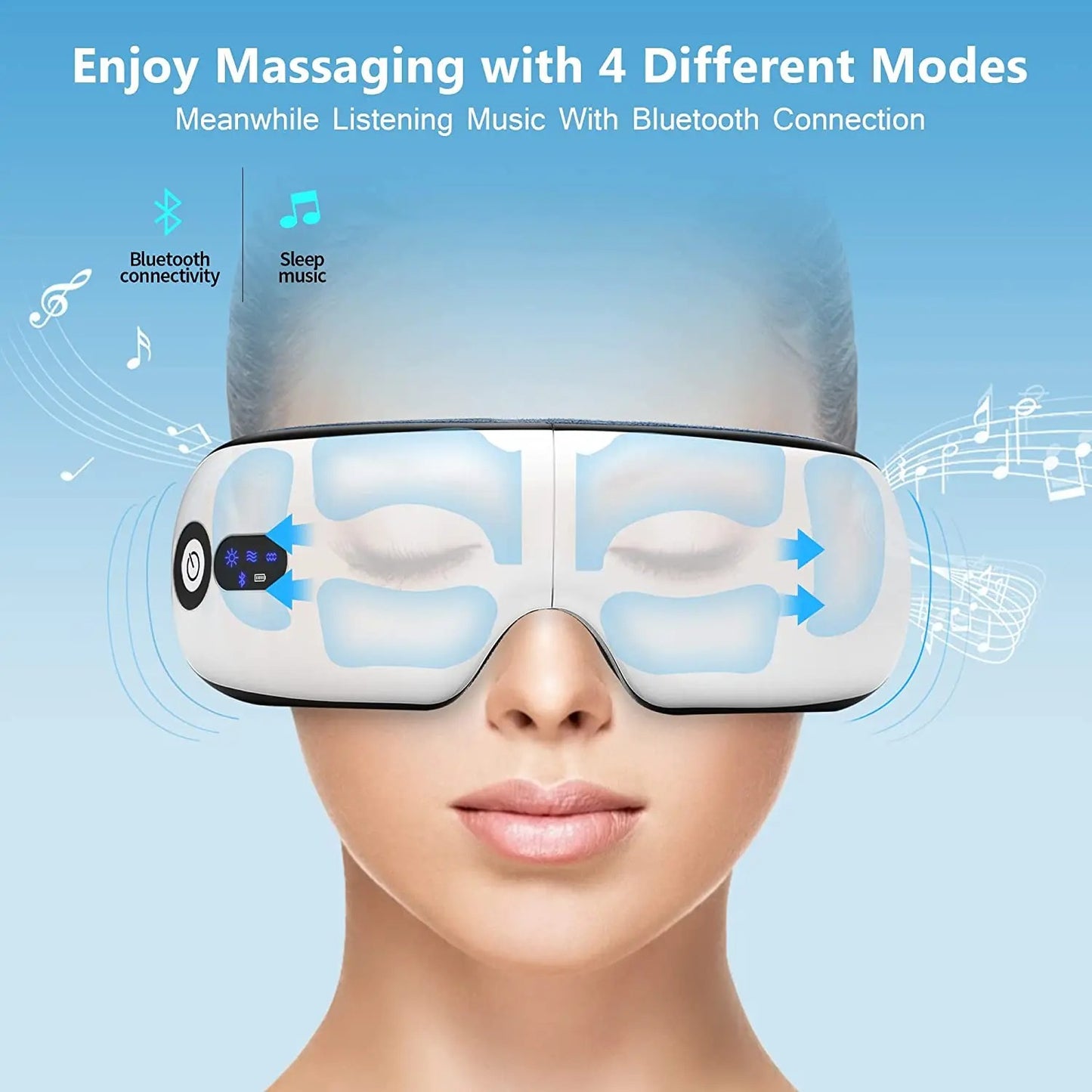 💤6D Smart Eye Spa Mask🔥 Airbag Pressure + Heated Vibration🌙 Bluetooth Music Sleep Aid✨ Foldable & Travel-Friendly | TikTok's #1 Eye Relief Essential