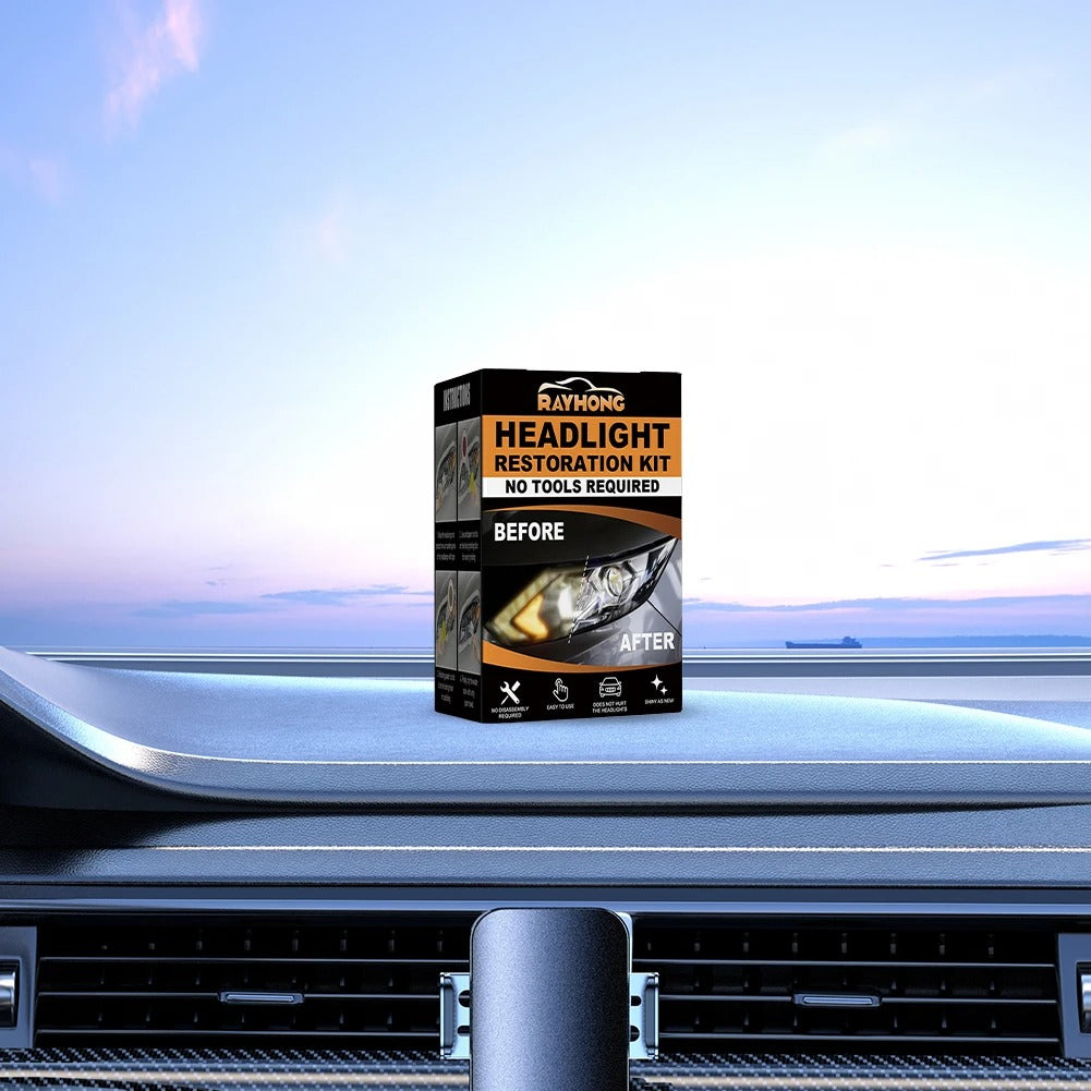 💡🔥 Headlight Restoration Kit - 5-Minute Fix! | Ceramic Shield⚡Yellow Haze Killer🌟【2-Year UV Guard】Scratch Remover for Headlight & Taillight - 3000Lumen Recovery Magic (Pro-Grade Sanding Pads)