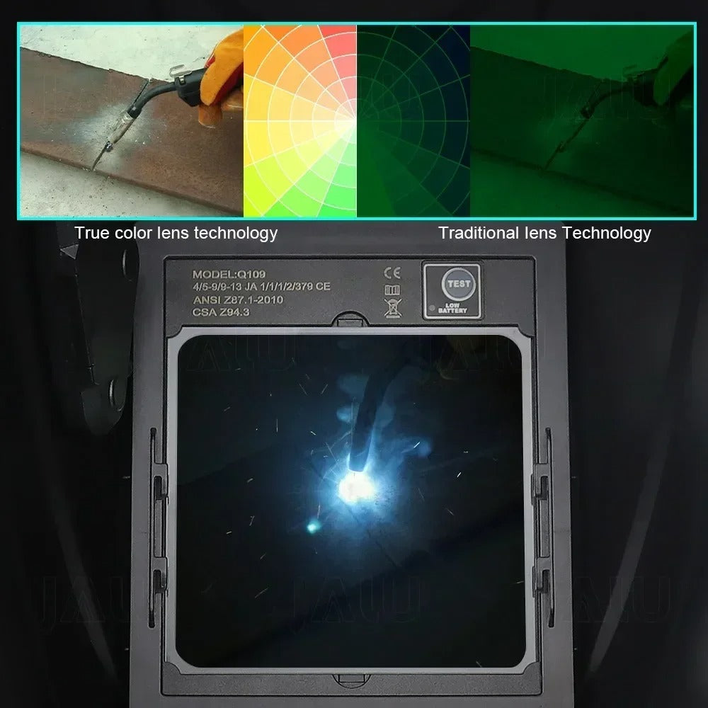 🔥 Auto Darkening Welding Helmet with 100x97mm XL View | 0.04s Reaction⚡4 Sensor True Color🌟【Pro Welder Edition】DIN4-13 Optical for Metal/Car Repair - 360° Comfort Headgear