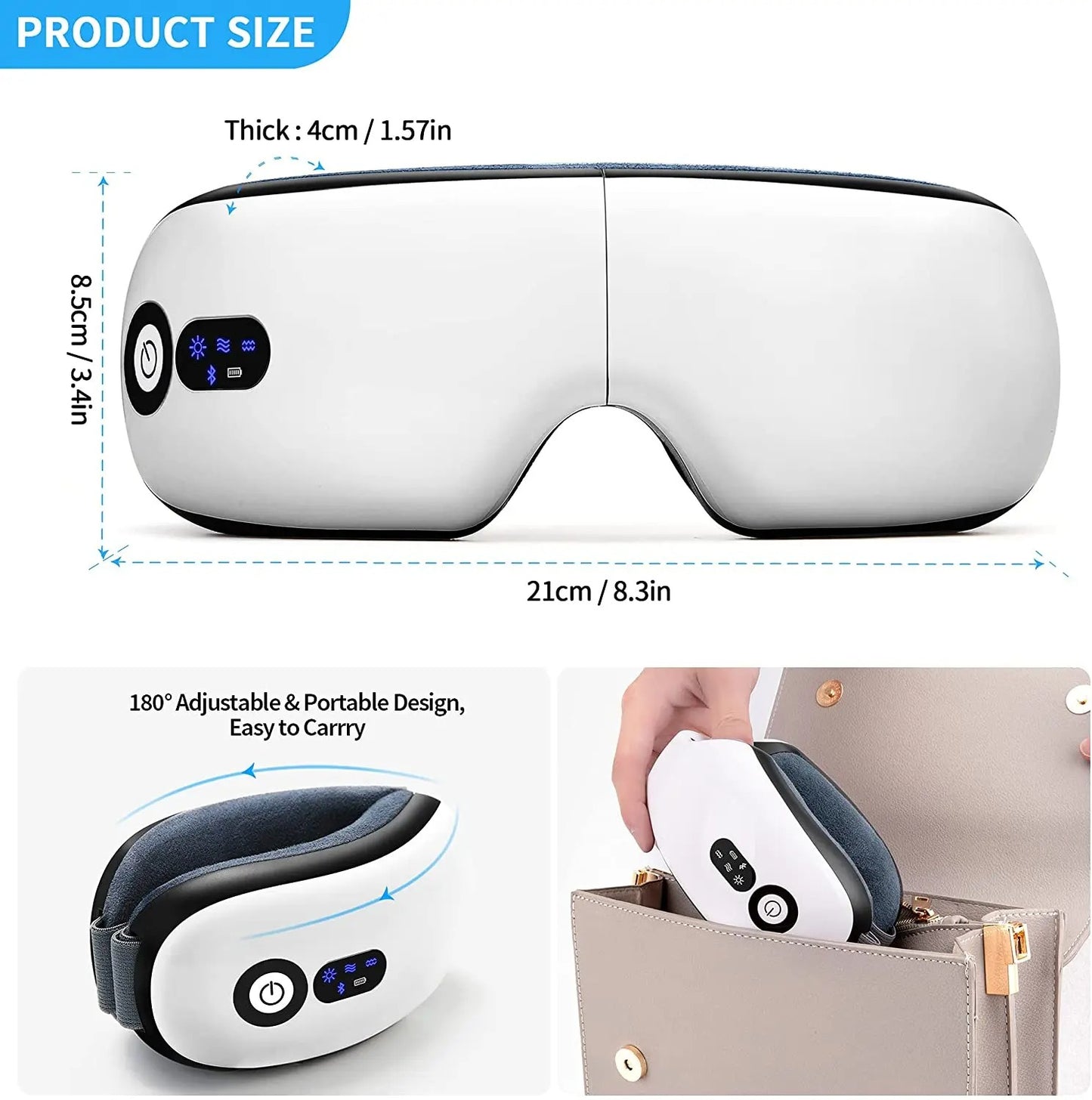 💤6D Smart Eye Spa Mask🔥 Airbag Pressure + Heated Vibration🌙 Bluetooth Music Sleep Aid✨ Foldable & Travel-Friendly | TikTok's #1 Eye Relief Essential