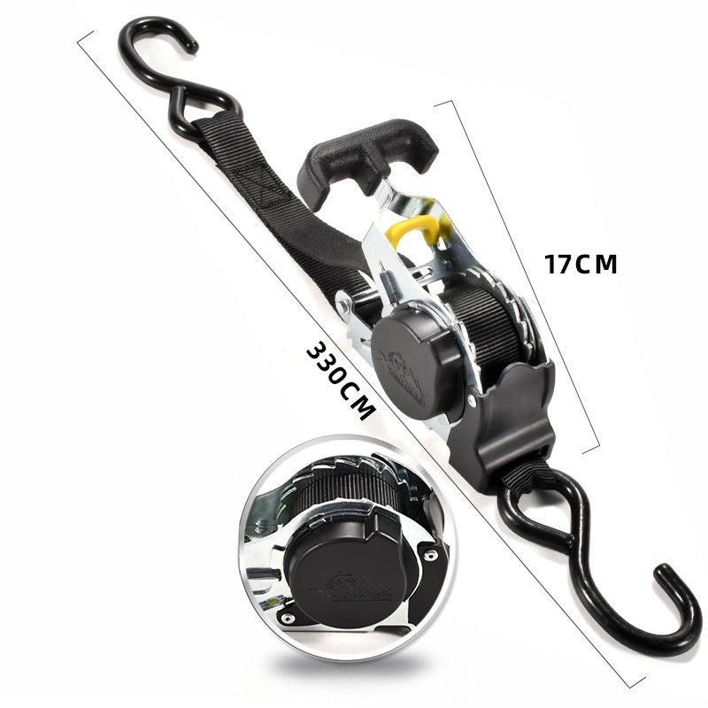 🔥 2pcs Retractable Ratchet Straps Auto-Lock | 2秒收缩⚡【Motorcycle & Luggage Pro】Heavy-Duty Elastic Belts for Bikes/Camping Gear/Cargo - 300LB Capacity (No-Tangle Design)