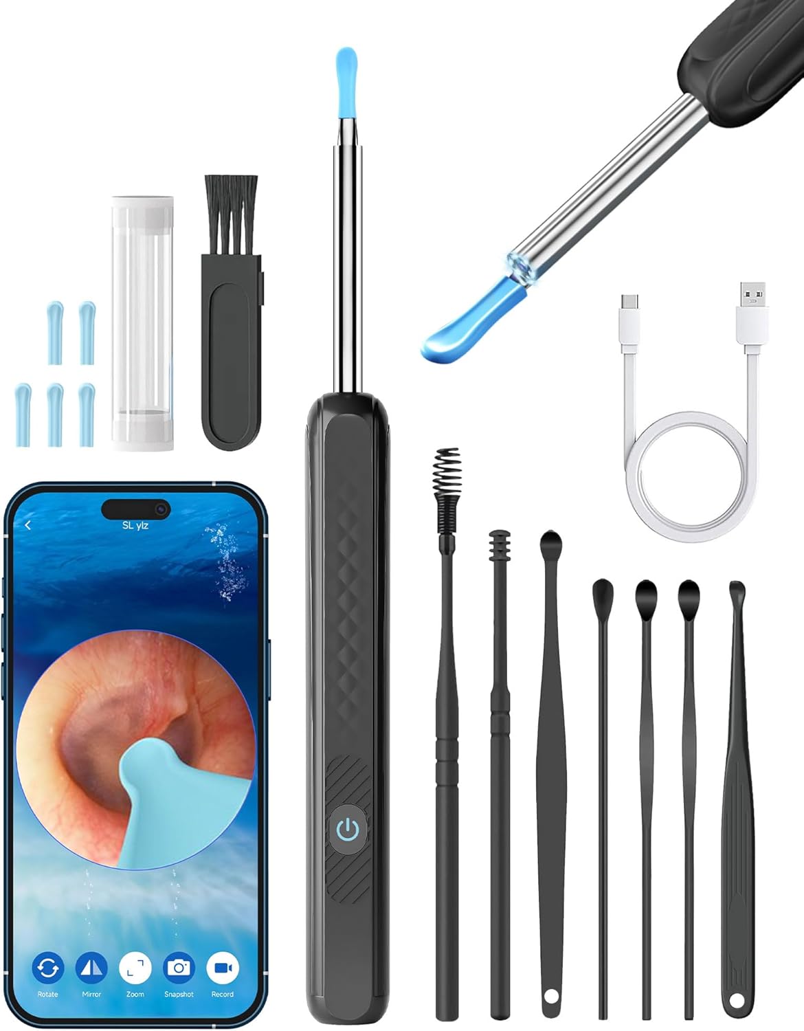 360° Spine Ear Cleaner ✨ 1080P HD Camera + 6 LED Lights 💡 Real-Time Earwax Rescue for iOS/Android 🔥 8-Piece Pro Kit & Kid-Safe Design 🌟 #EarHack #OddlySatisfying