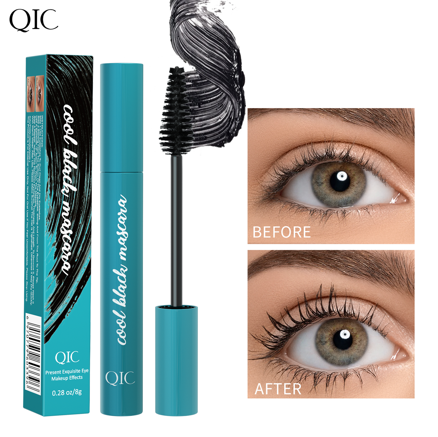 4D Volumizing Mascara ✨ Jet Black Waterproof 24H! 💦 Clump-Free Curl & Smudge-Proof Lengthening 🌟 Salon-Level #LashHack! #WaterproofMascara #VolumeMascara