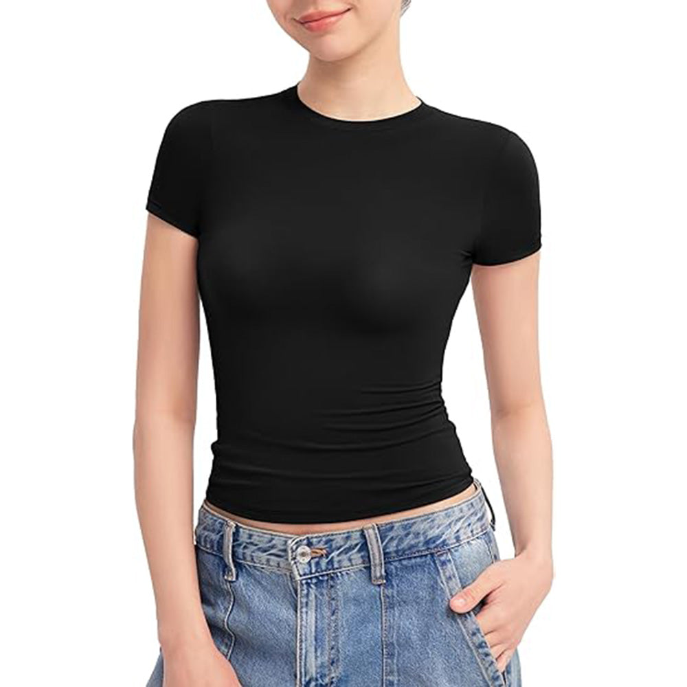 👚✨ Women's Double-Lined Slim Fit T-Shirt | Crew Neck Short Sleeve Top for Everyday Basics | Smoke Cloud Pro Collection ☁️ #WardrobeEssentials #OOTDInspo