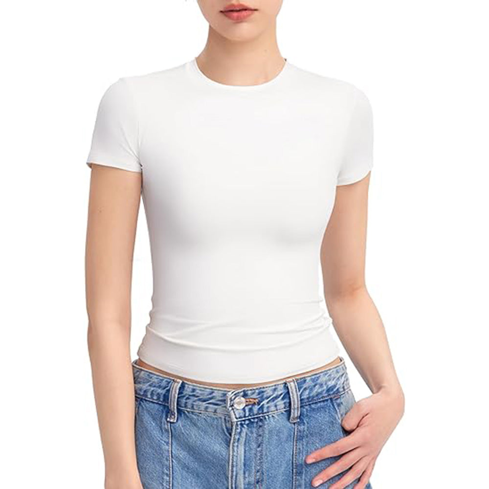 👚✨ Women's Double-Lined Slim Fit T-Shirt | Crew Neck Short Sleeve Top for Everyday Basics | Smoke Cloud Pro Collection ☁️ #WardrobeEssentials #OOTDInspo