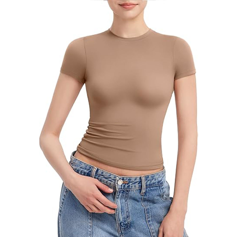 👚✨ Women's Double-Lined Slim Fit T-Shirt | Crew Neck Short Sleeve Top for Everyday Basics | Smoke Cloud Pro Collection ☁️ #WardrobeEssentials #OOTDInspo