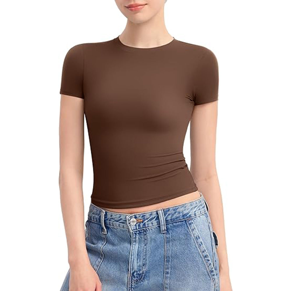 👚✨ Women's Double-Lined Slim Fit T-Shirt | Crew Neck Short Sleeve Top for Everyday Basics | Smoke Cloud Pro Collection ☁️ #WardrobeEssentials #OOTDInspo
