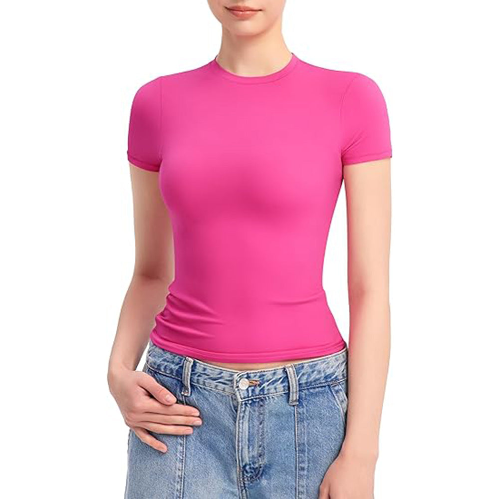 👚✨ Women's Double-Lined Slim Fit T-Shirt | Crew Neck Short Sleeve Top for Everyday Basics | Smoke Cloud Pro Collection ☁️ #WardrobeEssentials #OOTDInspo