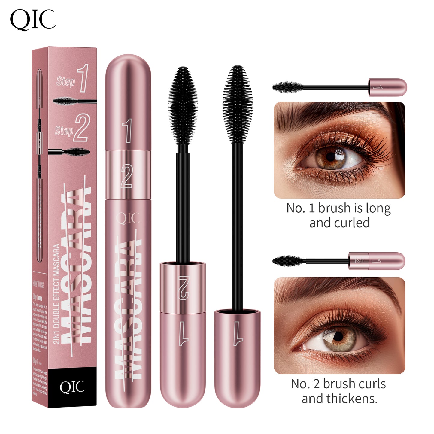 2-in-1 Lash Multiplying Mascara ✨ 24H Oil & Sweat Proof! 💦 Smudge-Proof Lengthening + Curl & Volume 🌟 Clump-Free #LashHack! #WaterproofMascara #VolumeMascara