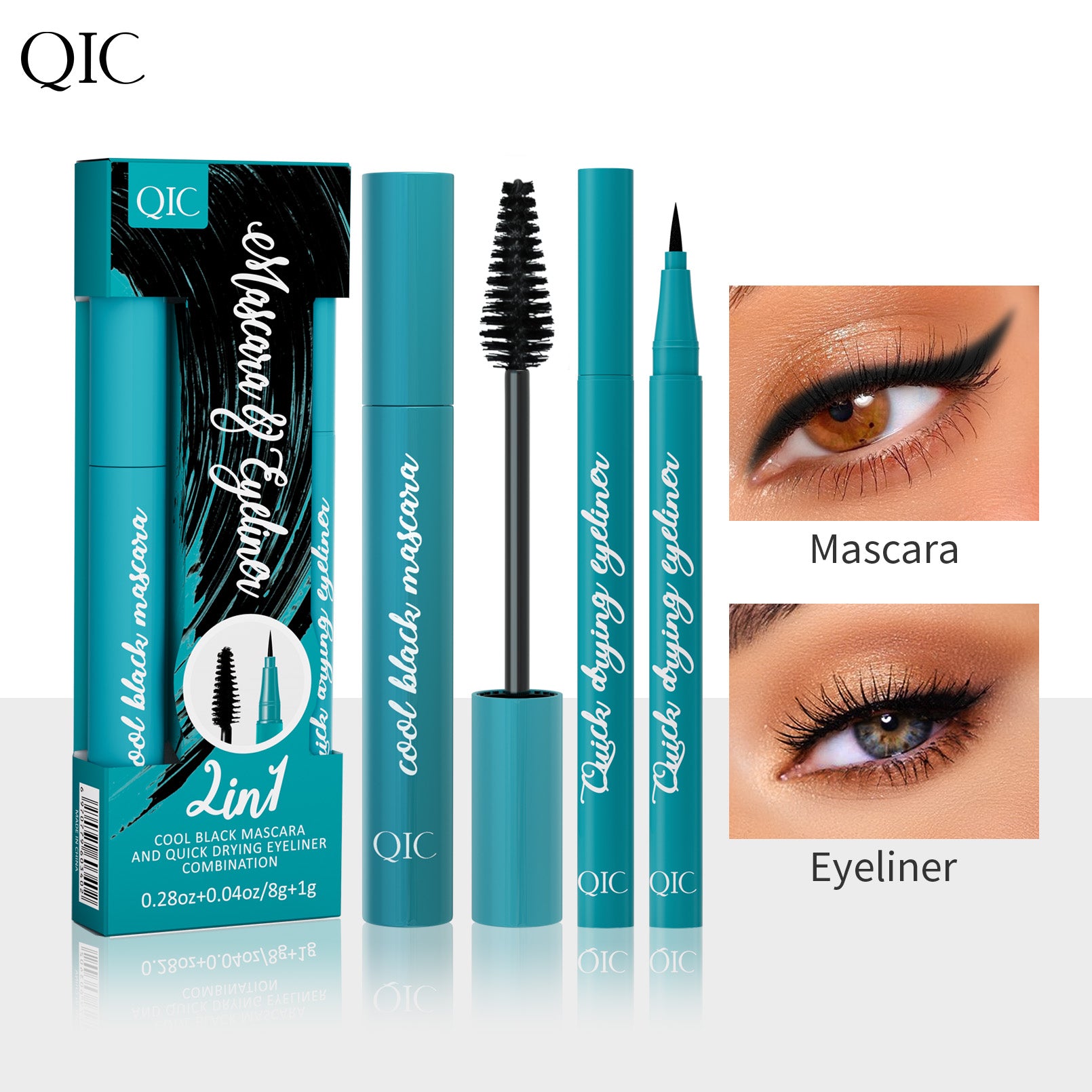 Jet Black Lash & Liner Duo ✨ 24H Waterproof & Sweatproof! 💦 Smudge-Proof Volume + Quick-Dry Winged Liner 🌟 Clump-Free #LashHack #NoPandaEyes #WaterproofMakeup